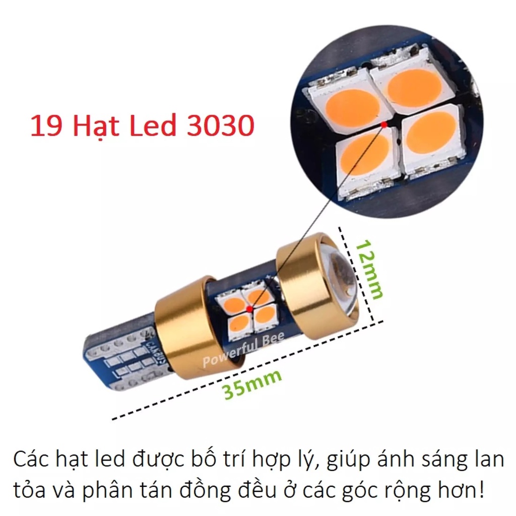 Đèn LED biển số xe T10 W5W chip 3030, 19 bóng dùng cho ô tô xe máy