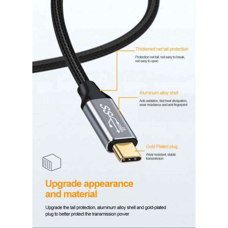Dây cáp sạc nhanh chuyển đổi USB 3.1 sang Type C 5A PD 100W cho Macbook Pro 10Gbps Samsung S10 Note 20