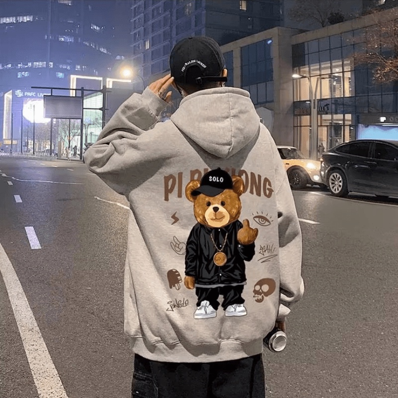 Áo hoodie Thể Thao Dáng Rộng In Họa Tiết Hoạt Hình Phong Cách Hip Hop Đường Phố Nhật Bản Cho Nam