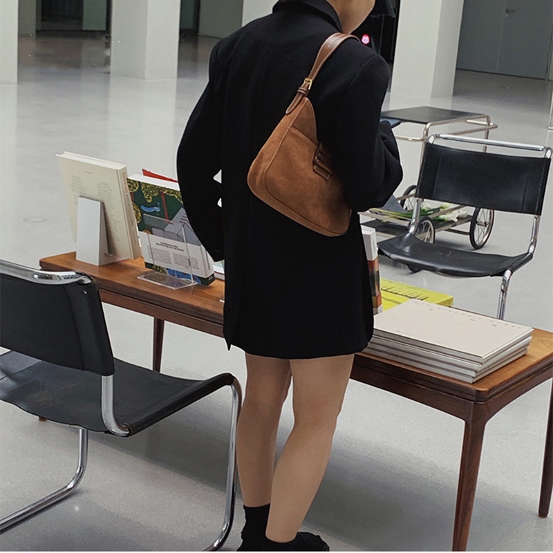 Túi Đeo Vai / Xách Tay Bằng Da Lộn Nhám Phong Cách Retro 2022 Mới Cao Cấp Cho Nữ