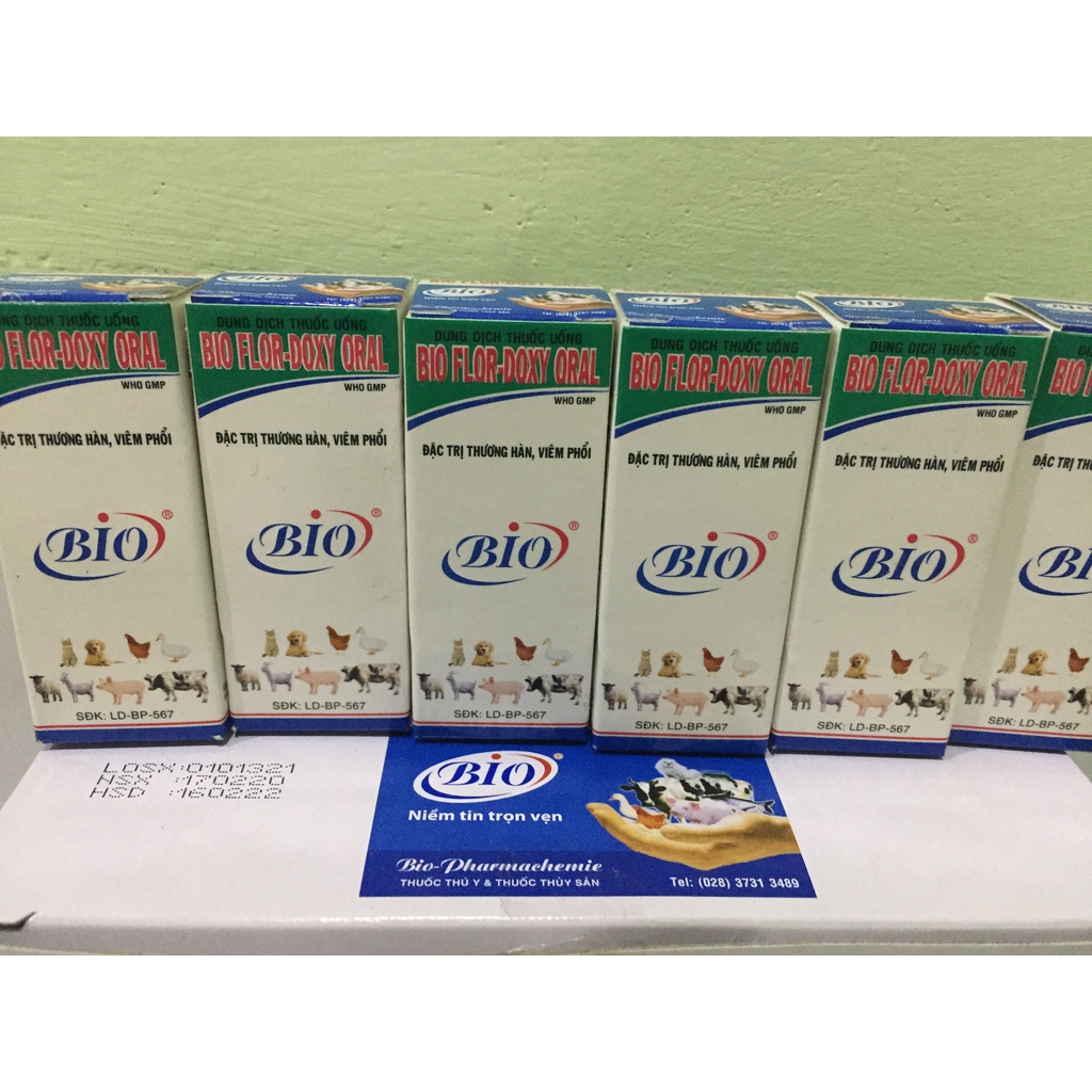 Bộ sản phẩm chuyên hô hấp dùng cho thú nuôi Bio-Flodoxy oral 10ml+ Bio-Vitamin oral 10ml