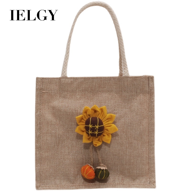 Túi tote IELGY dáng vuông nhỏ trang trí hình cây hoa thời trang cho học sinh đi chơi