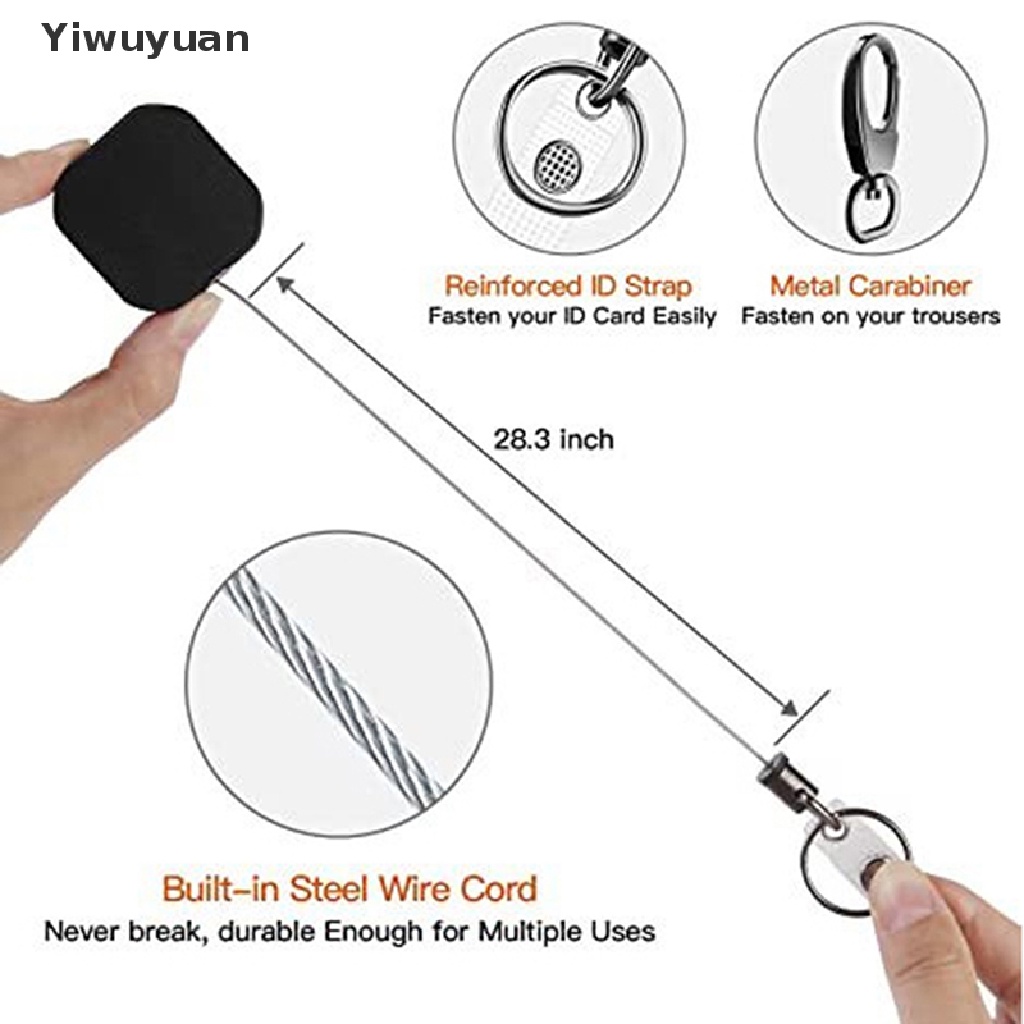 &lt; Yiwuyuan &gt; Móc Khóa / Dây Nịt Thẻ ID Bằng Kim Loại Chịu Được Sức Nặng Có Thể Thu Gọn