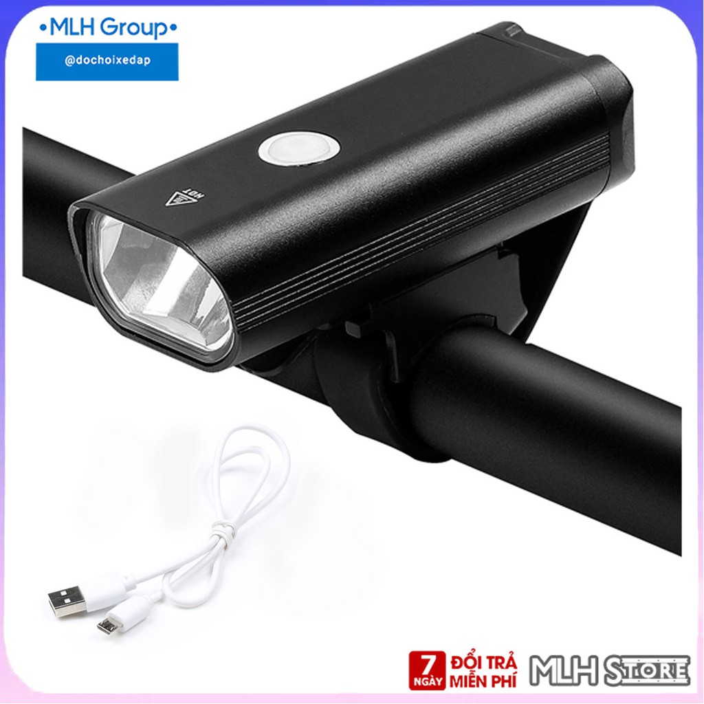 Đèn Led Xe Đạp Gắn Ghi Đông Sạc Điện Usb Chống Nước 3 Chế Độ Sáng Nhôm Nguyên Khối Kèm Chân Đế Và Cáp Sạc USB MLH