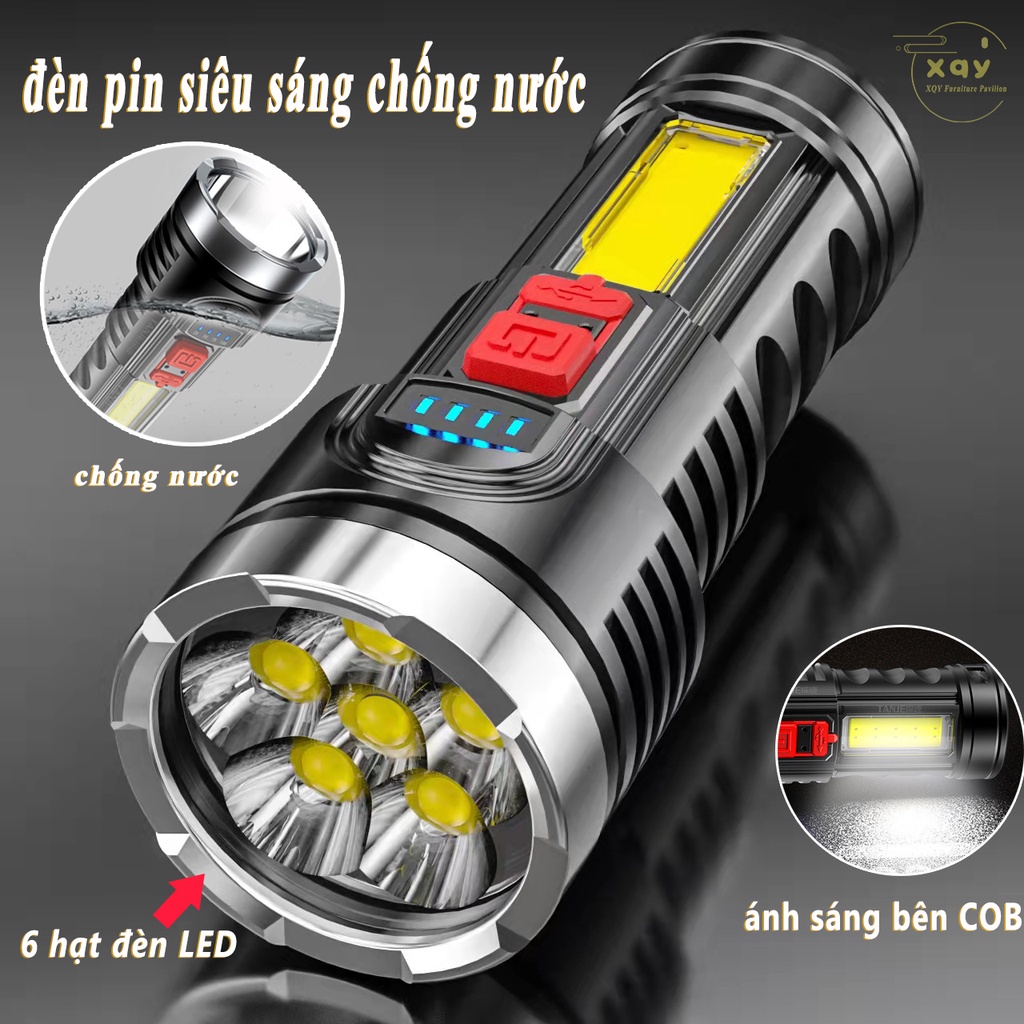 Đèn Pin Siêu Sáng，Đèn Pin Mini ，（4 Chế Độ Sáng Tiện Dụng），thích hợp để cắm trại，chống nước-XQY-77