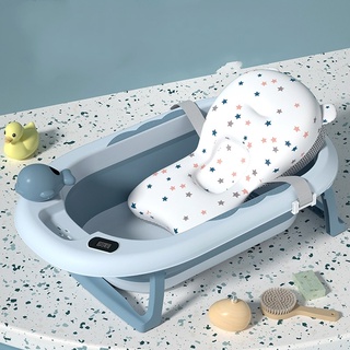 (Bản nâng cấp)Thau chậu tắm gập gọn Honper kèm phao và nhiệt kế điện tử cho bé loại to dầy