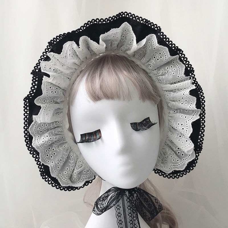 Mũ Ren Hở Ngón Phong Cách Lolita Dễ Thương Dành Cho Người Lớn Đen