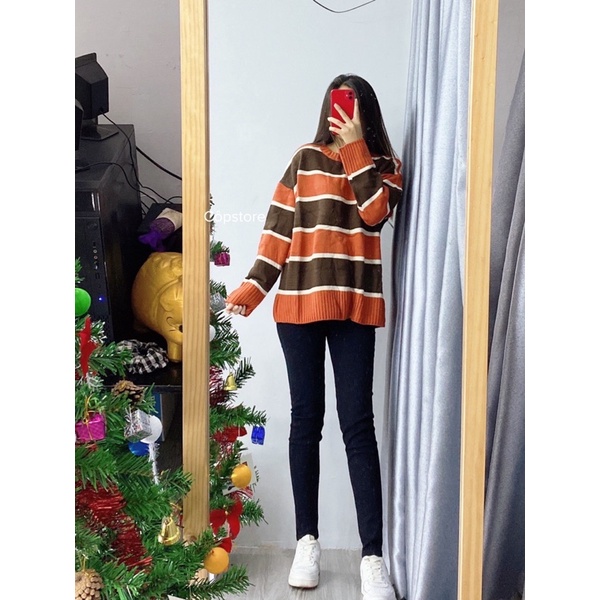 ÁO LEN SỌC NGANG DÁNG RỘNG