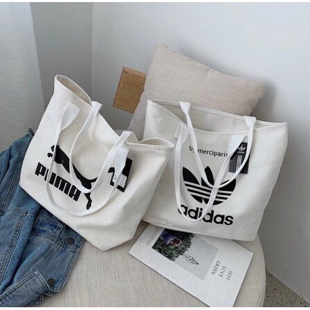 Adidas Túi Xách Canvas In Logo Nike Phong Cách Hàn Quốc Cho Nữ