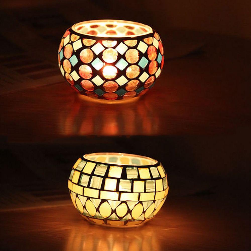 Lọ Thủy Tinh Đựng Nến Phong Cách Mosaic Độc Đáo