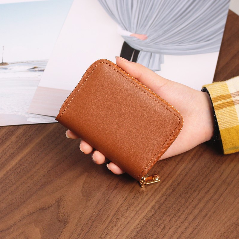 Ví đựng thẻ/ bằng lái xe IELGY màu trơn có khóa kéo cho nam và nữ