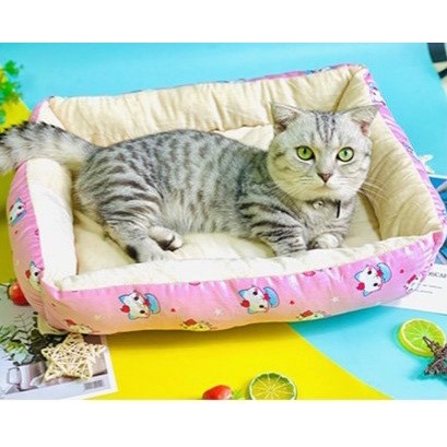 Nệm Chó Mèo Giá Rẻ Chữ Nhật Size Lớn 40*50cm Kèm Gối