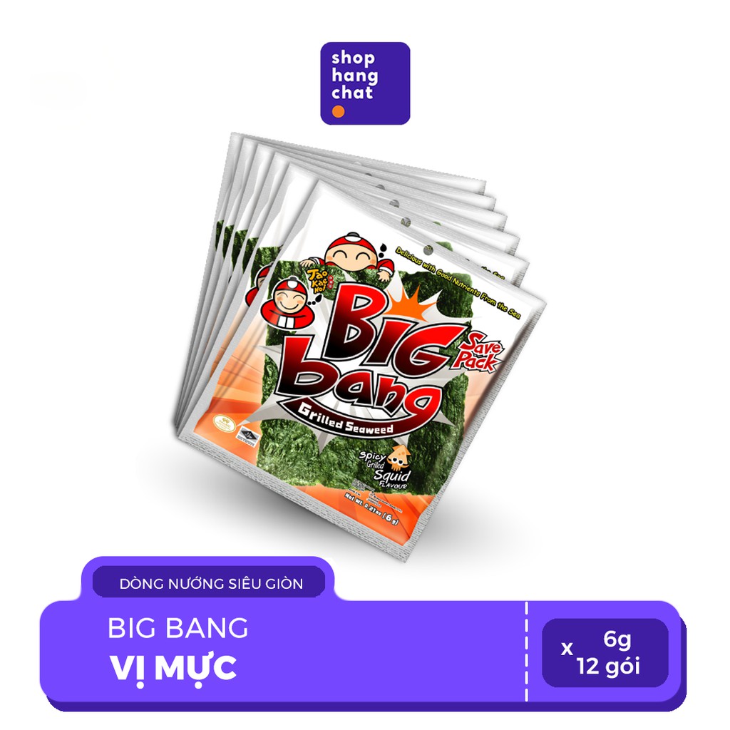 Snack Rong Biển Taokaenoi BIG BANG vị Truyền Thống Lốc 12 gói 6g