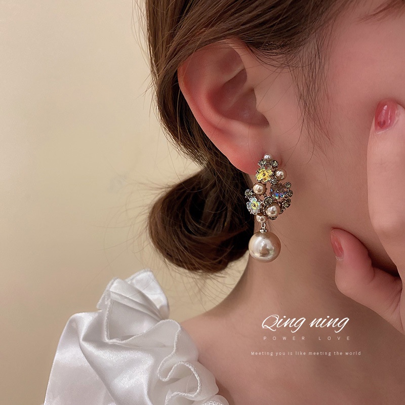 Bông Tai Mạ Bạc 925 Đính Đá Và Ngọc Trai Nhân Tạo Phong Cách Độc Đáo 2022