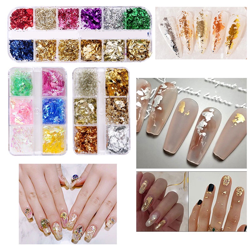 Kim Tuyến Lấp Lánh Mềm Nhiều Phong Cách Dùng Trang Trí Móng Tay DIY