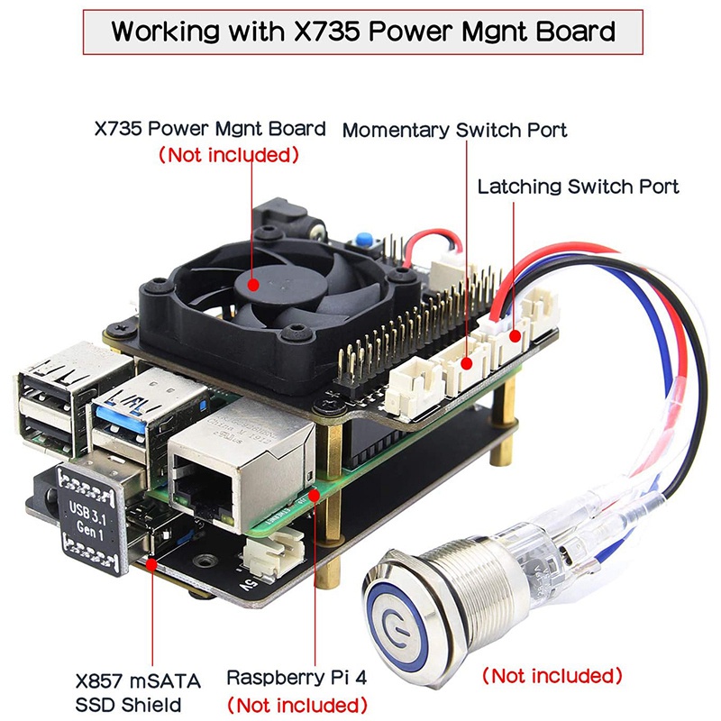 Bảng Mạch Mở Rộng Usb 3.0 Cho Raspberry Pi 4 Msata Ssd X857 / Raspberry Pi 4 El B X857 V2.0 Msata Ssd | BigBuy360 - bigbuy360.vn