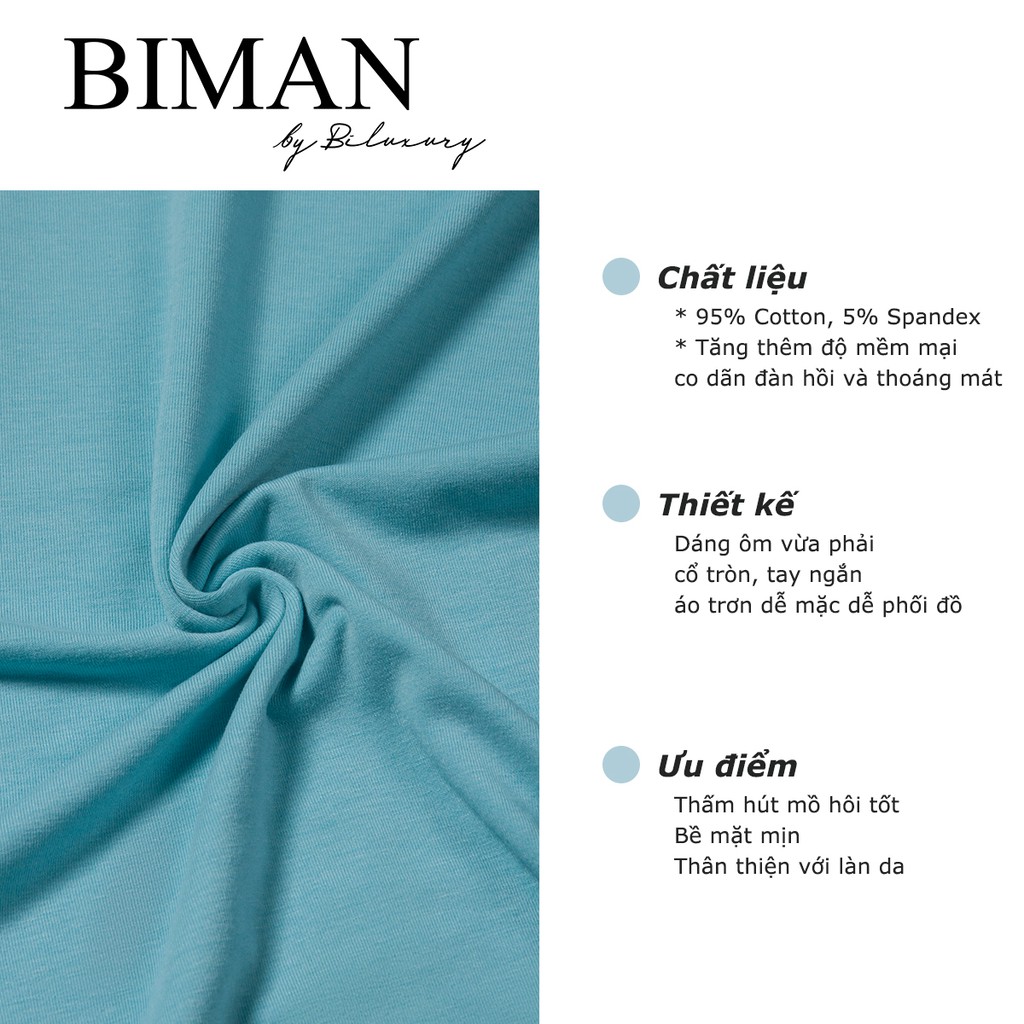 Áo phông nam thun cotton Biman by Biluxury vải co giãn thoáng khí thoải mái vận động