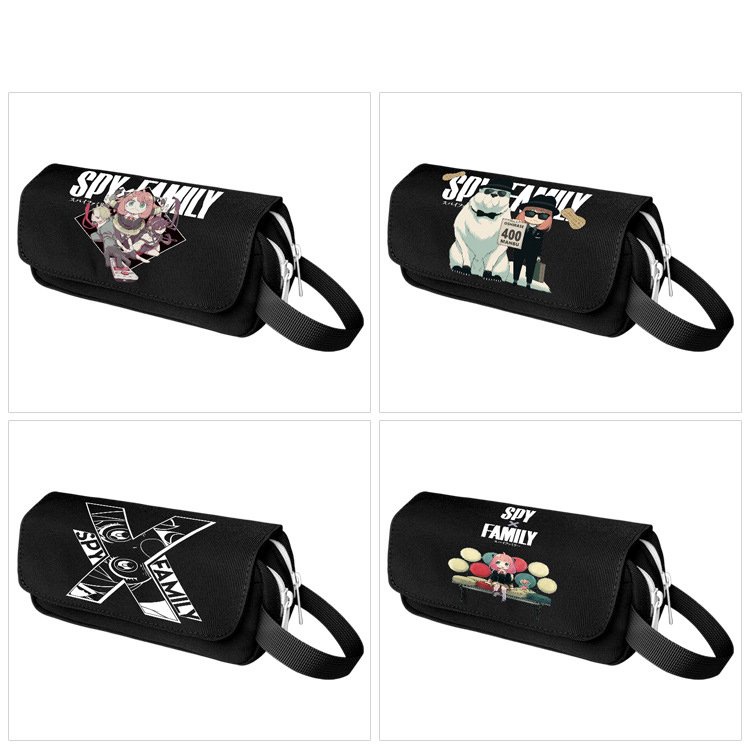 Hộp bút vải canvas khóa trắng in hình SPY X FAMILY anime chibi xinh xắn đi học tiện lợi