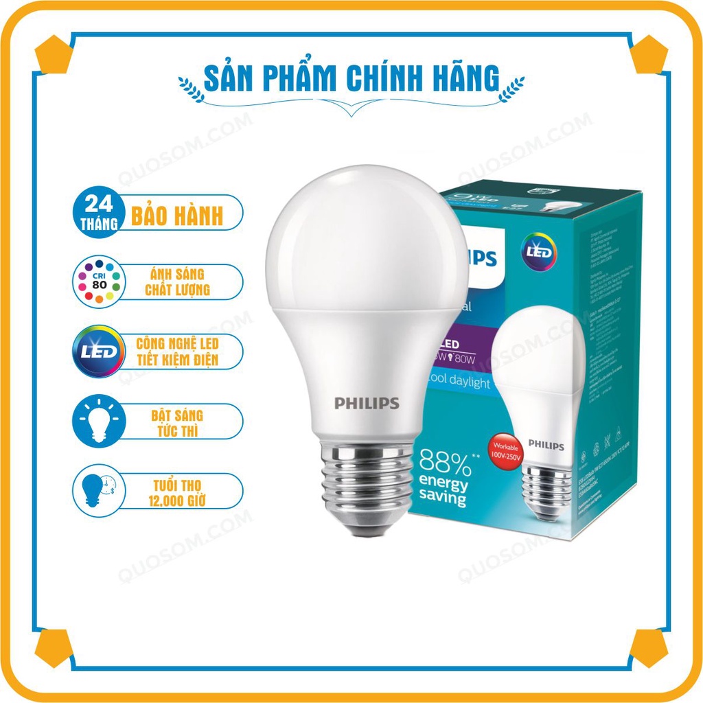 Bóng đèn LED PHILIPS Essential E27 - HÀNG CHÍNH HÃNG [Tiết kiệm điện, Ánh sáng chất lượng cao]