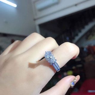Nhẫn bạc ý cao cấp xi kim đá trắng