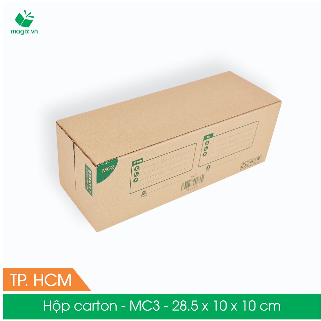 MC3 - 28.5x10.5x10 cm - 100 Thùng hộp carton + tặng 50 decal HÀNG DỄ VỠ