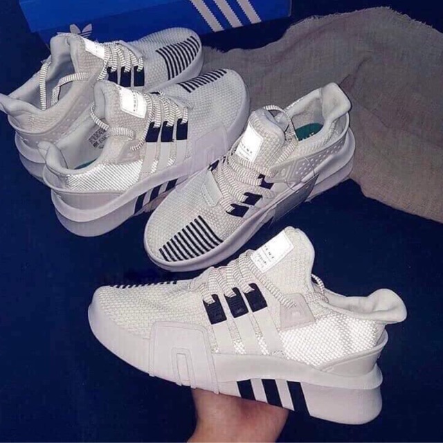 [ Ảnh thật + fullbox + phản quang ] Giầy thể thao sneaker Eqt trắng kẻ đen phản quang 2019 nam nữ