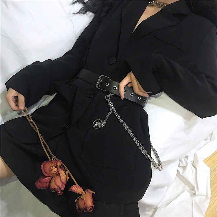 [SẴN]-Áo Blazer Đen kèm đai (C72)