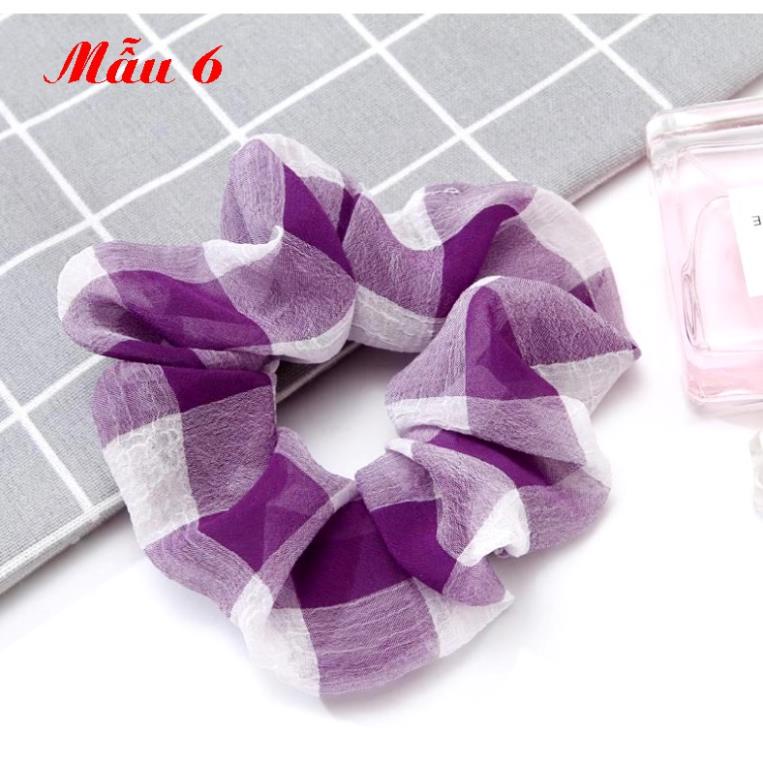 Chun buộc tóc scrunchy vải tơ bồng bềnh C34