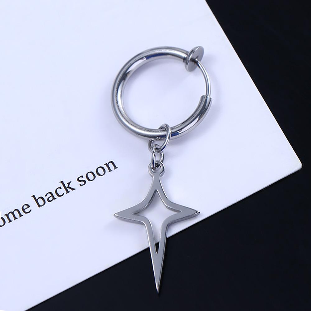 Khuyên Tai Dạng Vòng Lủng Lẳng Mặt Thánh Giá Ngôi Sao Đơn Giản Phong Cách Hip Hop Thời Trang Cho Nam MXGOODS