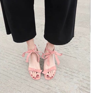 Giày cao gót nơ buộc đế 6cm