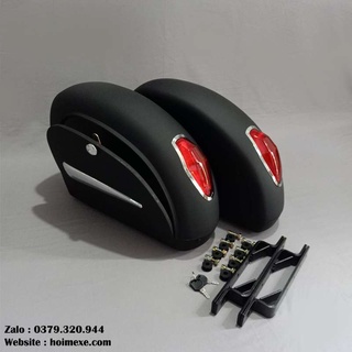 Thùng hông xe máy, xe motor 300-750cc màu đen nhám