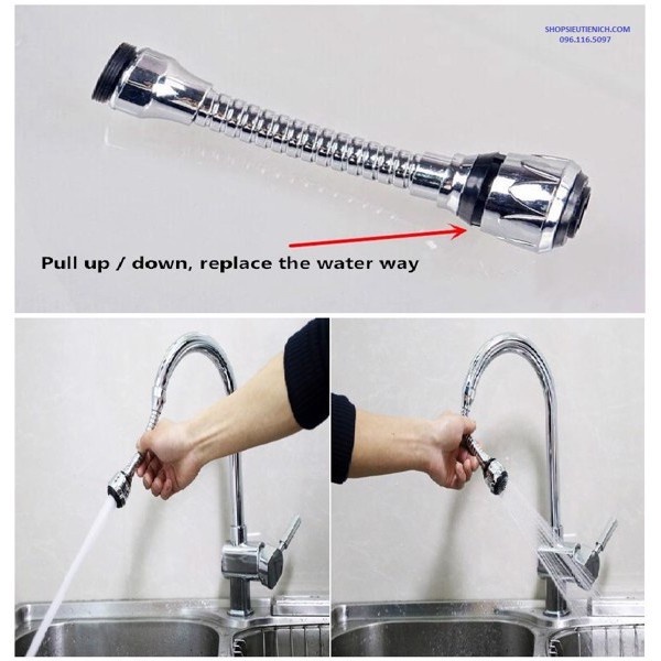 Vòi Nước Tăng Áp Xoay 360 Độ Turbo Flex