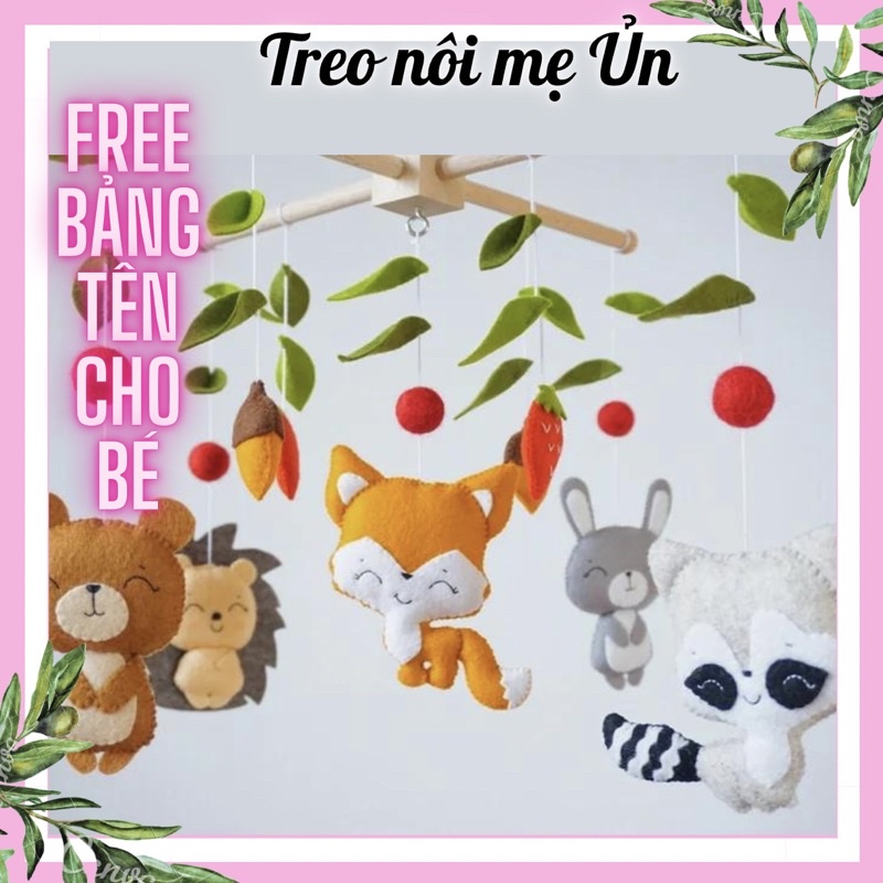 [FRRESHIP] Đồ chơi treo nôi cho bé kích thích thị giác ảnh thật, có nhạc tự xoay mẫu Thú rừng hạt dẻ