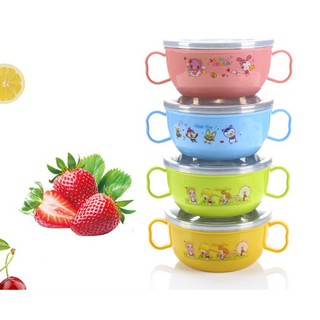Bát ăn dặm inox kèm thìa báo nóng cho bé