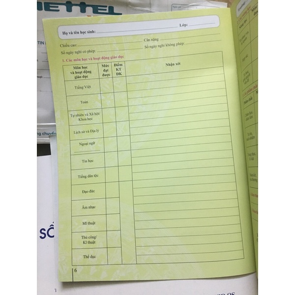 Học Bạ Tiểu Học Thông Tư 22