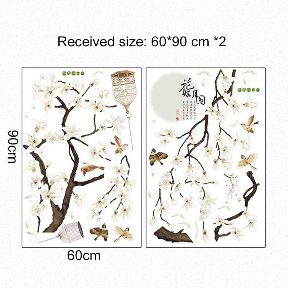 Đề Can Dán Tường Họa Tiết Hoa Trắng Phong Cách Trung Hoa Độc Đáo Trang Trí Nhà Cửa