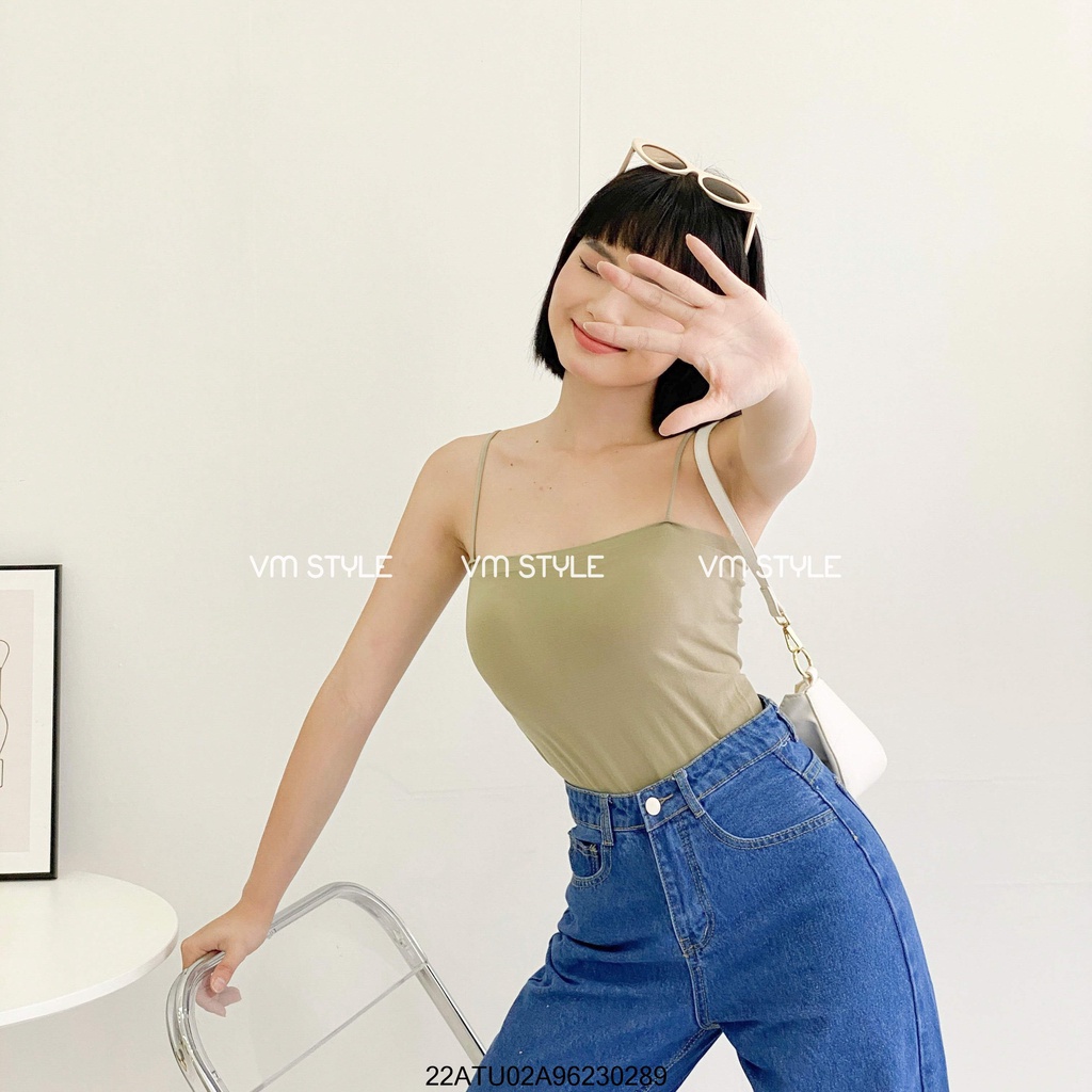 Áo 2 dây trơn 1997 VMSTYLE có đệm ngực co giãn tốt, áo ống cotton nhiều màu thời trang ulzzang 22ATU02A962302