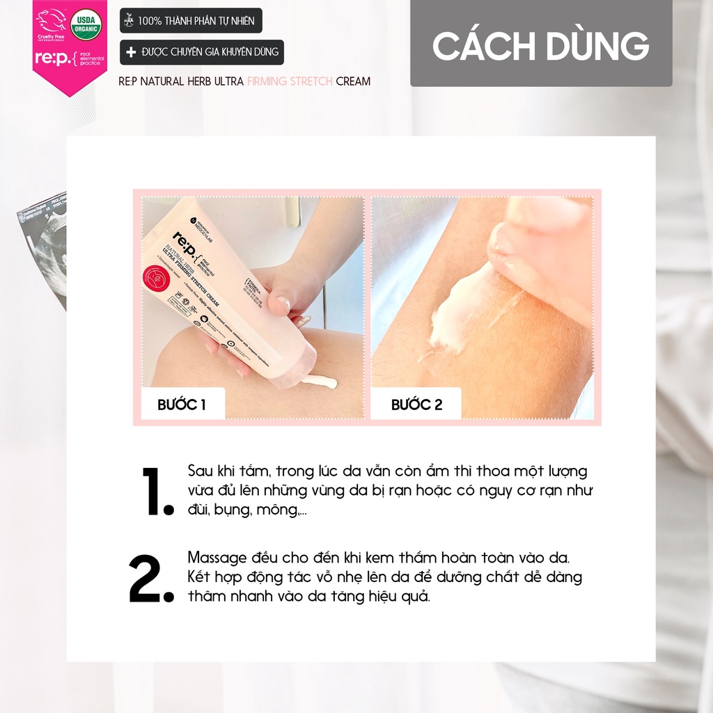 Thật Kem Chống Rạn Da RE:P Giảm Rạn Da Bụng Đùi Săn Chắc Da Làm Mờ Sẹo RE:P NATURAL HERB ULTRA FIRMING STRETCH CREAM 200 | BigBuy360 - bigbuy360.vn