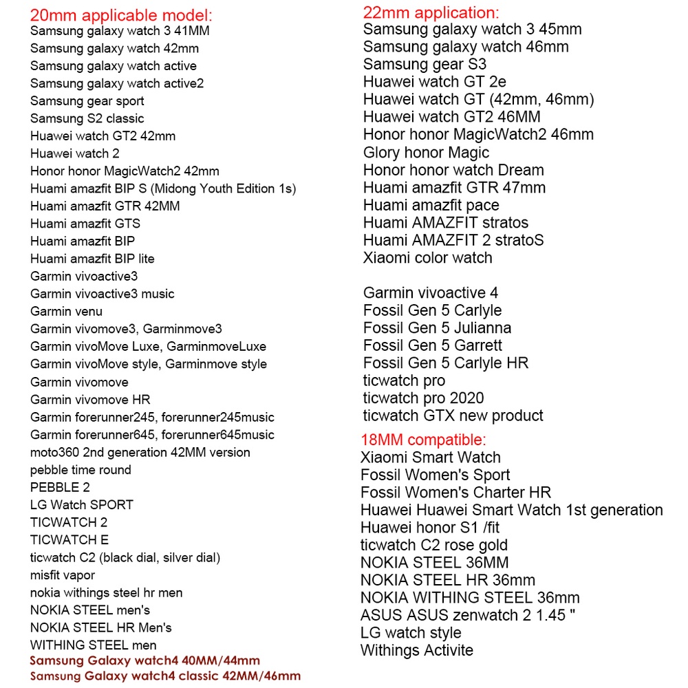 Dây Đeo 22Mm 20mm 18mm Cho Đồng Hồ Thông Minh Amazfit Gts Gtr Bip Samsung Galaxy Watch4 3 S3 Active2 Venu 2S