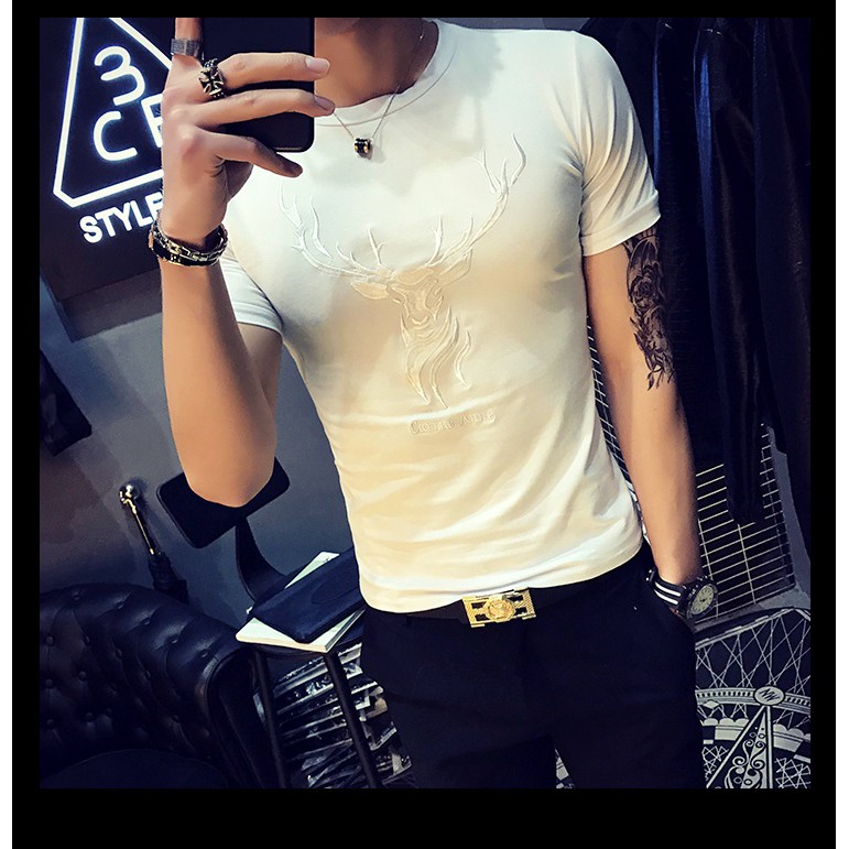 Áo Thun Nam Cổ Tròn 🚀FREESHIP🚀 Áo Phông Nam Tay Ngắn Cổ Tròn Cao Cấp In Hình Hươu . Mã NA530 | BigBuy360 - bigbuy360.vn