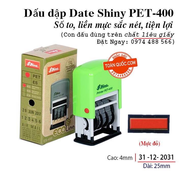 [Shiny PET-400 4mm] Dấu dập date Mini Dater PET-400 (full box)