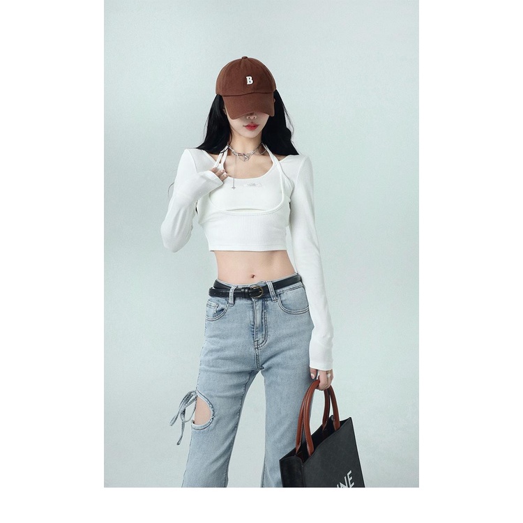 Quần Jean Dài Lưng Cao Dáng Ôm Xẻ Tà Thời Trang Xuân Hè 2022 Cho Nữ