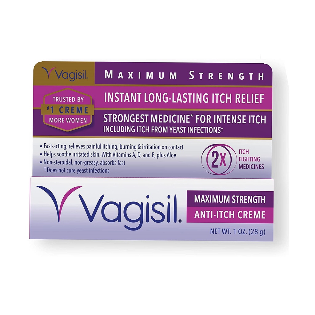 Kem bôi cô bé, giảm ngứa vùng kín. giảm các triệu chứng nấm âm đạo Vagisil Maximum Strength 28gr