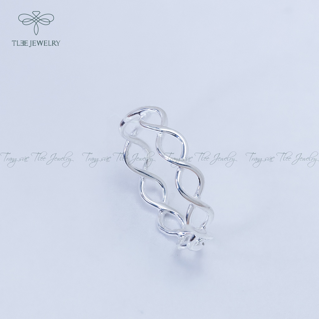 Nhẫn bạc unisex TLEE sóng đan chéo basic NCJ A0103