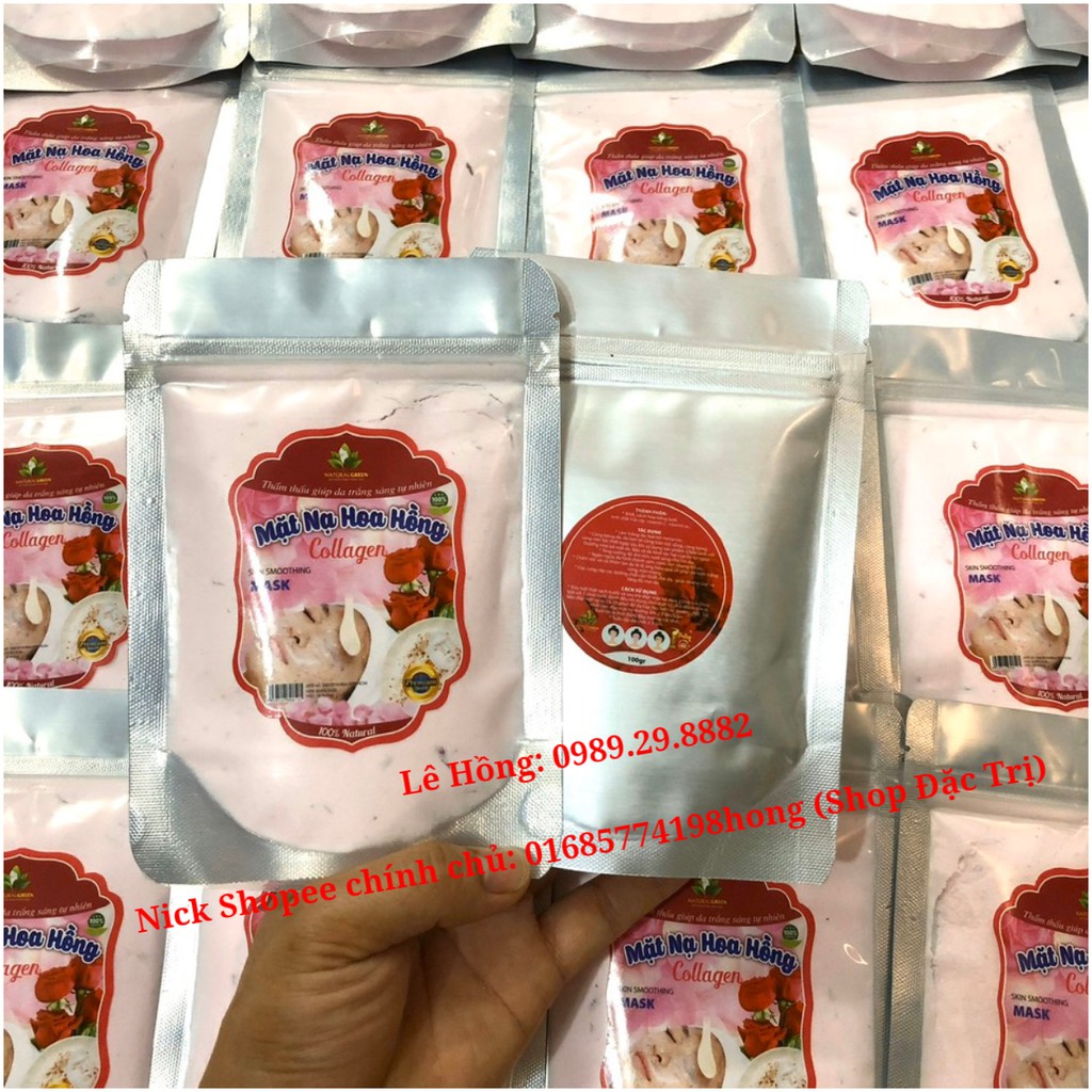 Mặt Nạ Thạch Collagen Tươi Ướp Cánh Hoa Hồng 100gr. Dưỡng trắng hồng khỏe da, Ngừa thâm, nám, tàn nhang. Mặt nạ Hoa Hồng