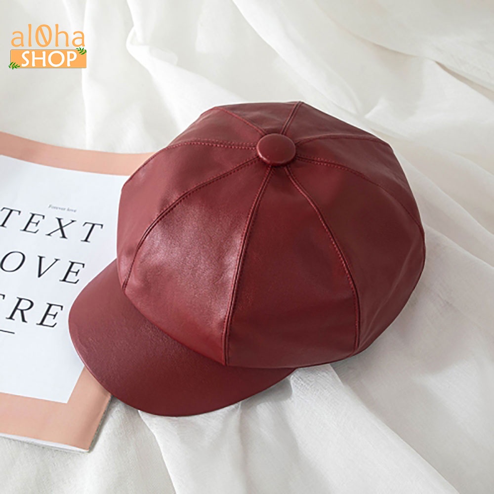 Mũ nồi da bóng trơn - nón beret thuỷ thủ thời trang, phong cách Hàn - al0ha Shop