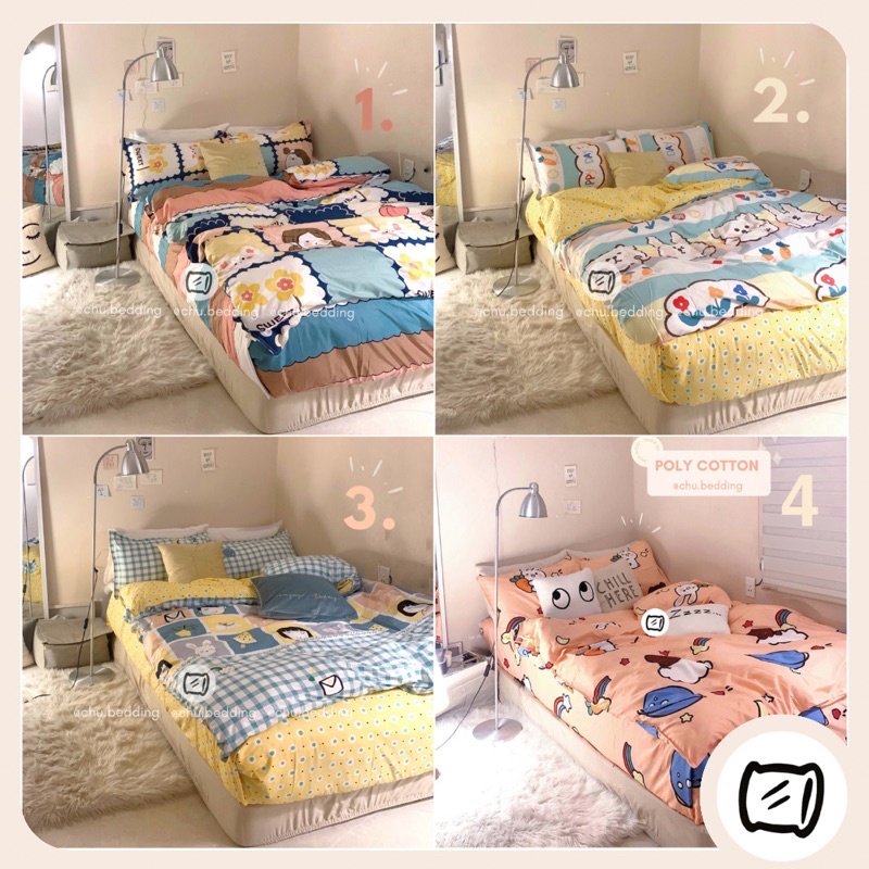 Set chăn ga gối poly cotton: cute (MẪU MỚI NHẤT)