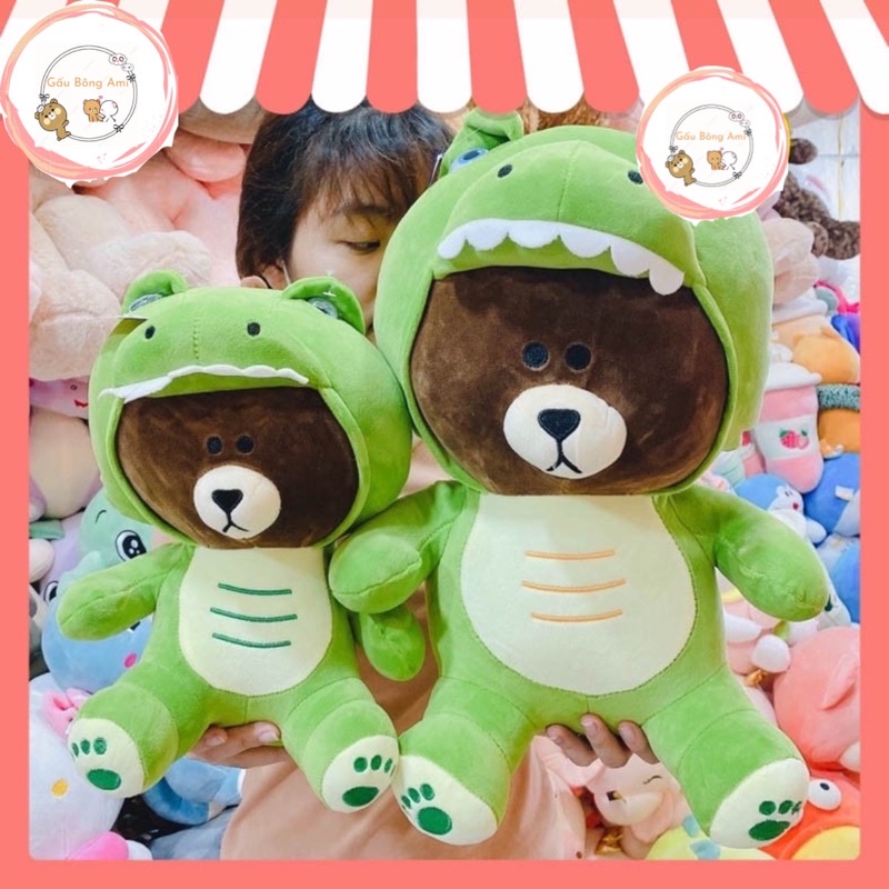 Gấu Bông Brown cosplay Khủng Long xanh size 35-50cm - Đồ chơi quà tặng Hot Trend - Gấu Bông AMI