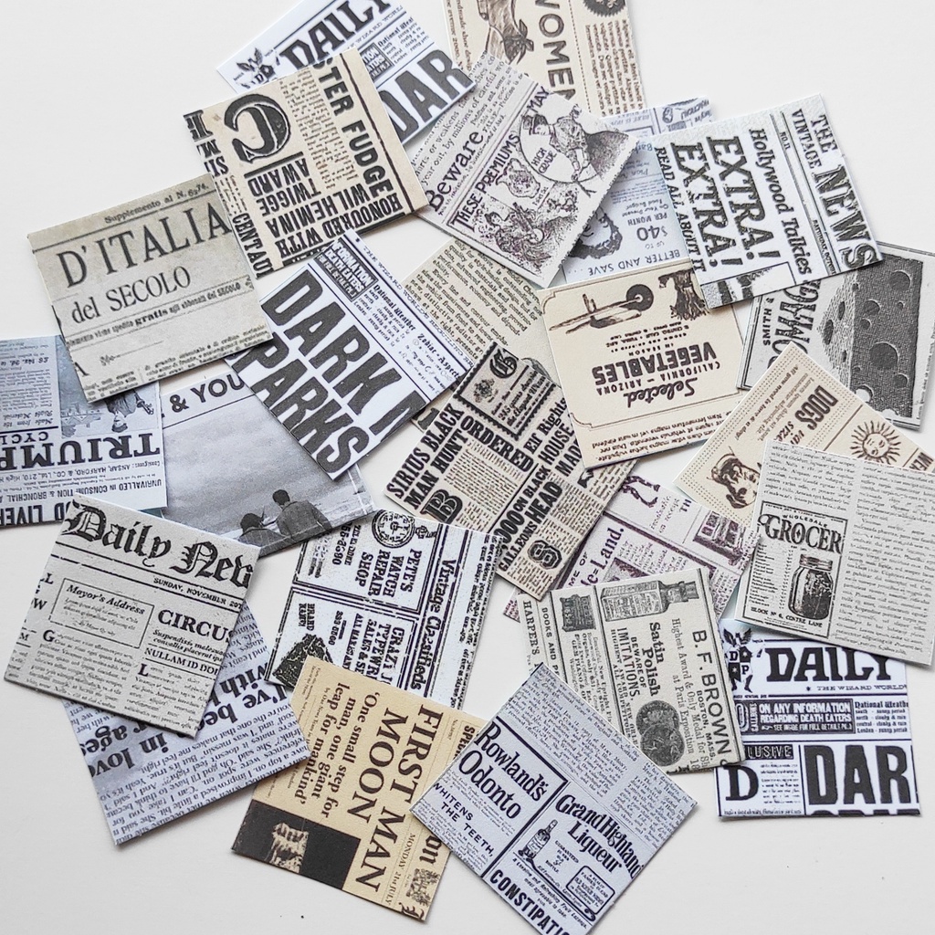 Set 24 Sticker Vintage Newpaper Trang Trí Bullet Journal | Aimee