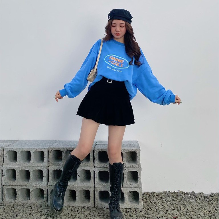 Anniegals - Áo nỉ xanh - Anniegals Sweater | BigBuy360 - bigbuy360.vn